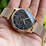  Shop Authentic Hugo Boss Companion Chronograph Black Dial Rose Gold Steel Strap Watch For Men - 1513548 - Luxxuri