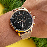  Shop Authentic Hugo Boss Companion Chronograph Black Dial Rose Gold Steel Strap Watch For Men - 1513548 - Luxxuri