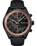  Shop Authentic Hugo Boss Grand Prix Chronograph Black Dial Black Leather Strap Watch for Men - 1513550 - Luxxuri