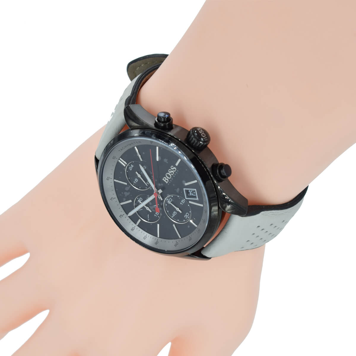  Shop Authentic Hugo Boss Grand Prix Chronograph Black Dial Grey Leather Strap Watch for Men - 1513562 - Luxxuri