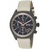  Shop Authentic Hugo Boss Grand Prix Chronograph Black Dial Grey Leather Strap Watch for Men - 1513562 - Luxxuri