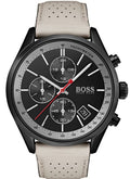 Shop Authentic Hugo Boss Grand Prix Chronograph Black Dial Grey Leather Strap Watch for Men - 1513562 - Luxxuri