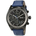  Shop Authentic Hugo Boss Grand Prix Chronograph Black Dial Blue Leather Strap Watch for Men - 1513563 - Luxxuri