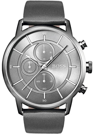  Shop Authentic Hugo Boss Architectural Grey Dial Grey Leather Strap Watch for Men - 1513570 - Luxxuri