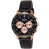 Shop Authentic Hugo Boss Talent Chronograph Black Dial Black Leather Strap Watch For Men - 1513580 - Luxxuri