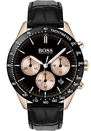  Shop Authentic Hugo Boss Talent Chronograph Black Dial Black Leather Strap Watch For Men - 1513580 - Luxxuri