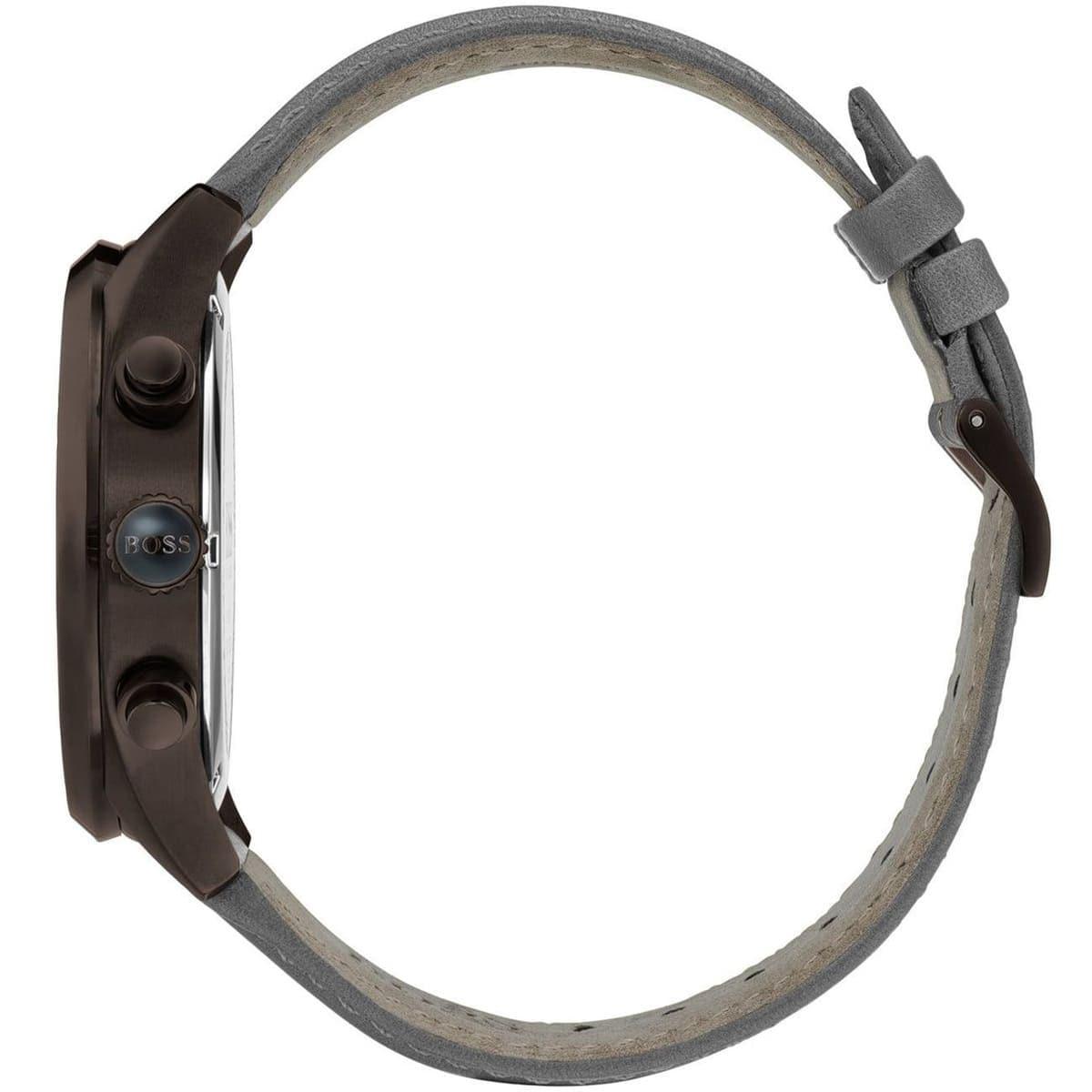  Shop Authentic Hugo Boss Grand Prix Silver Dial Grey Leather Strap Watch for Men - 1513603 - Luxxuri