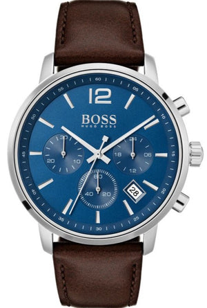  Shop Authentic Hugo Boss Attitude Blue Dial Brown Leather Strap Watch for Men - 1513606 - Luxxuri