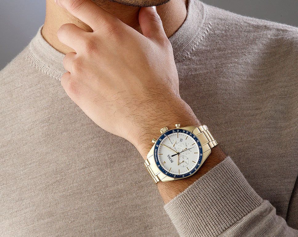  Shop Authentic Hugo Boss Trophy White Dial Gold Steel Strap Watch for Men - 1513631 - Luxxuri