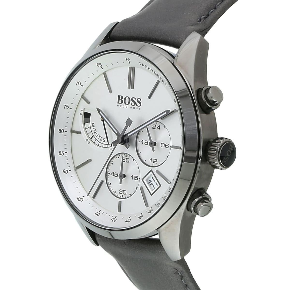  Shop Authentic Hugo Boss Grand Prix White Dial Grey Leather Strap Watch for Men - 1513633 - Luxxuri