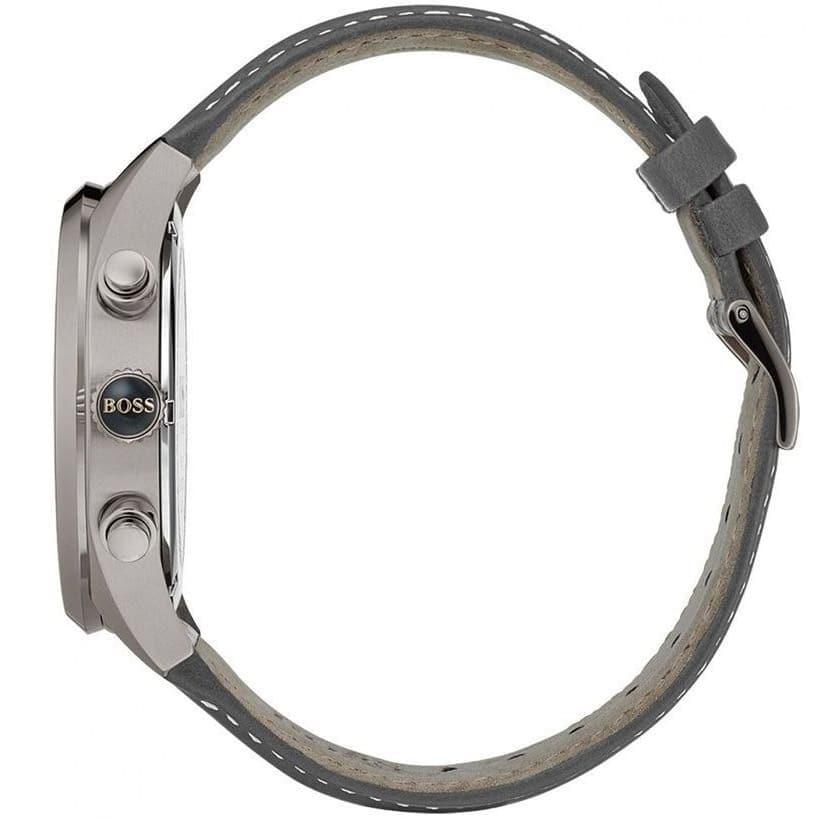  Shop Authentic Hugo Boss Grand Prix White Dial Grey Leather Strap Watch for Men - 1513633 - Luxxuri