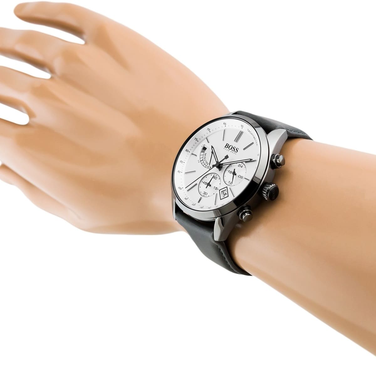  Shop Authentic Hugo Boss Grand Prix White Dial Grey Leather Strap Watch for Men - 1513633 - Luxxuri