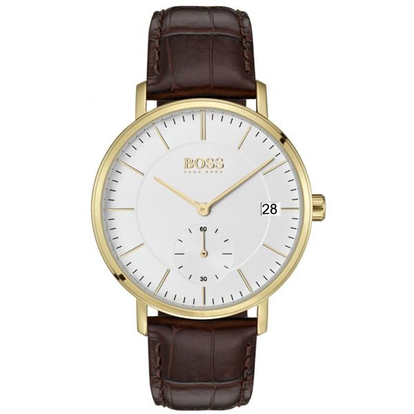  Shop Authentic Hugo Boss Corporal White Dial Brown Leather Strap Watch for Men - 1513640 - Luxxuri