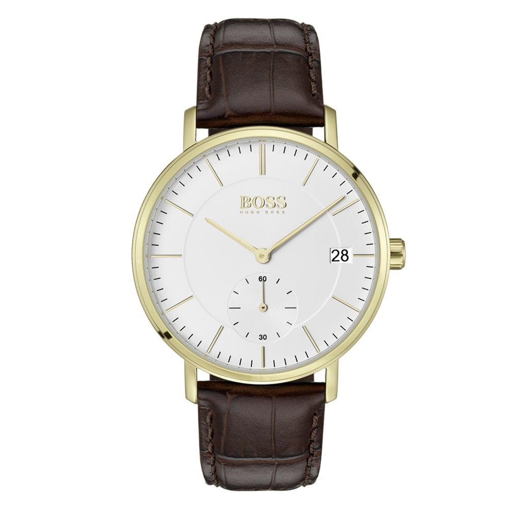  Shop Authentic Hugo Boss Corporal White Dial Brown Leather Strap Watch for Men - 1513640 - Luxxuri