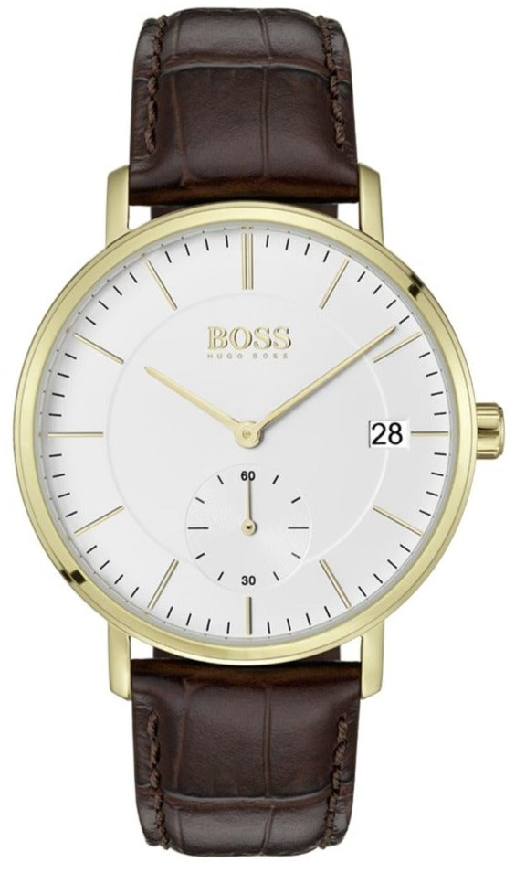  Shop Authentic Hugo Boss Corporal White Dial Brown Leather Strap Watch for Men - 1513640 - Luxxuri