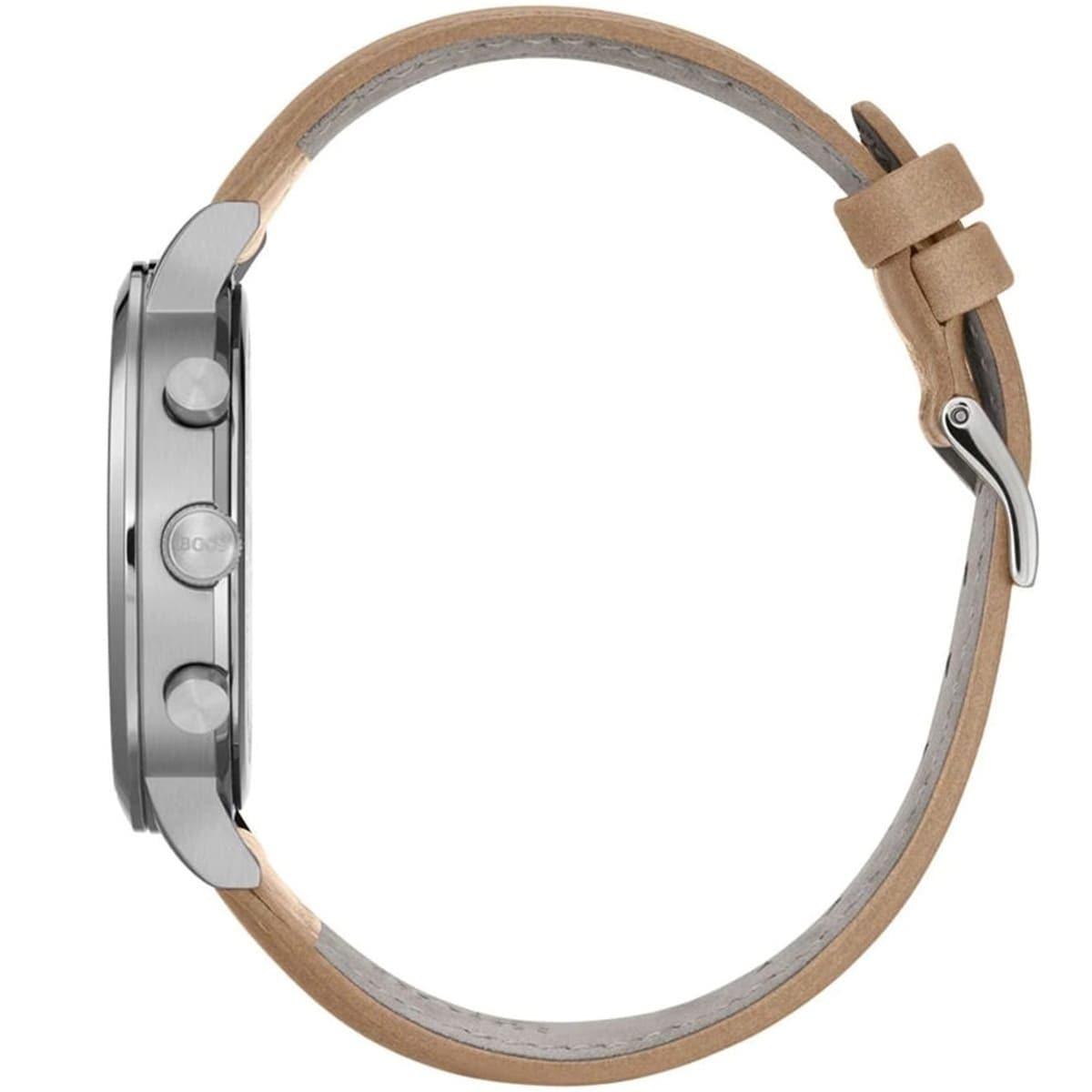 Hugo Boss Spirit Grey Dial Brown Leather Strap Watch for Men - 1513691