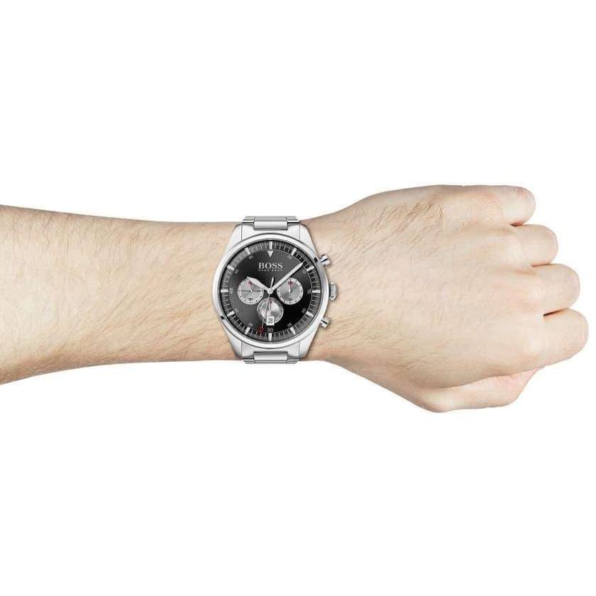  Shop Authentic Hugo Boss Ikon Black Dial Silver Steel Strap Watch for Men - 1512965 - Luxxuri