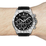  Shop Authentic Hugo Boss Hero Chronograph Black Dial Black Leather Strap Watch For Men - 1513752 - Luxxuri