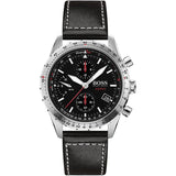  Shop Authentic Hugo Boss Aero Chronograph Black Dial Black Leather Strap Watch for Men - 1513770 - Luxxuri