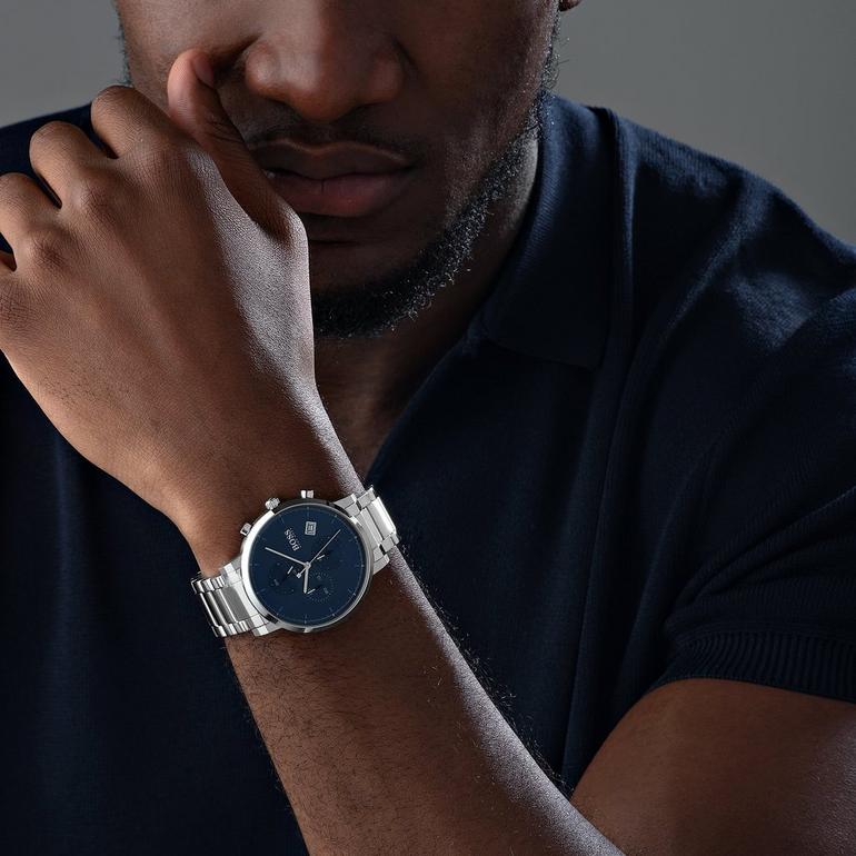  Shop Authentic Hugo Boss Integrity Blue Dial Silver Steel Strap Watch for Men - 1513779 - Luxxuri