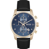  Shop Authentic Hugo Boss Skymaster Chronograph Blue Dial Black Leather Strap Watch for Men - 1513783 - Luxxuri