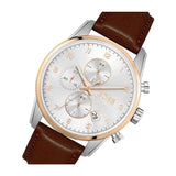  Shop Authentic Hugo Boss Skymaster White Dial Brown Leather Strap Watch for Men - 1513786 - Luxxuri