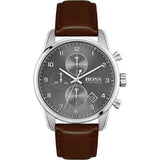  Shop Authentic Hugo Boss Skymaster Grey Dial Brown Leather Strap Watch for Men - 1513787 - Luxxuri