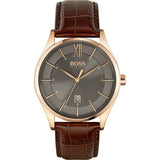 Shop Authentic Hugo Boss Ambassador Grey Dial Brown Leather Strap Watch for Men - 1513387 - Luxxuri