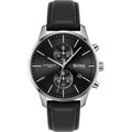 Hugo Boss Skymaster Black Dial Black Leather Strap Watch for Men - 1513782