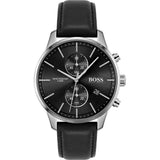  Shop Authentic Hugo Boss Skymaster Black Dial Black Leather Strap Watch for Men - 1513782 - Luxxuri