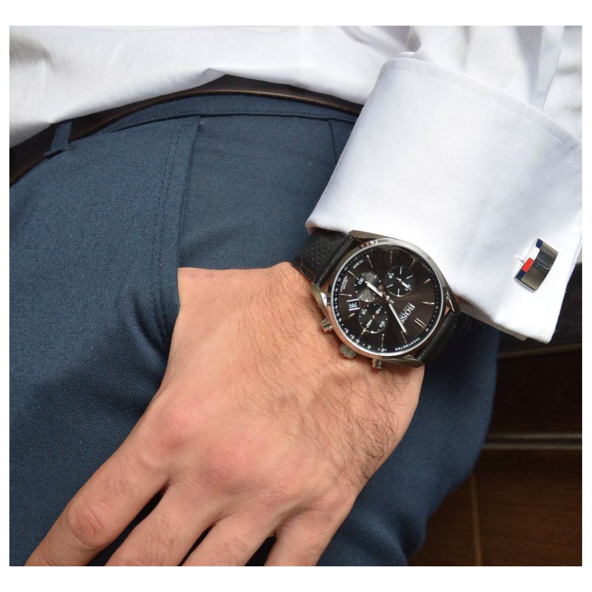  Shop Authentic Hugo Boss Champion Black Dial Black Leather Strap Watch for Men - 1513816 - Luxxuri