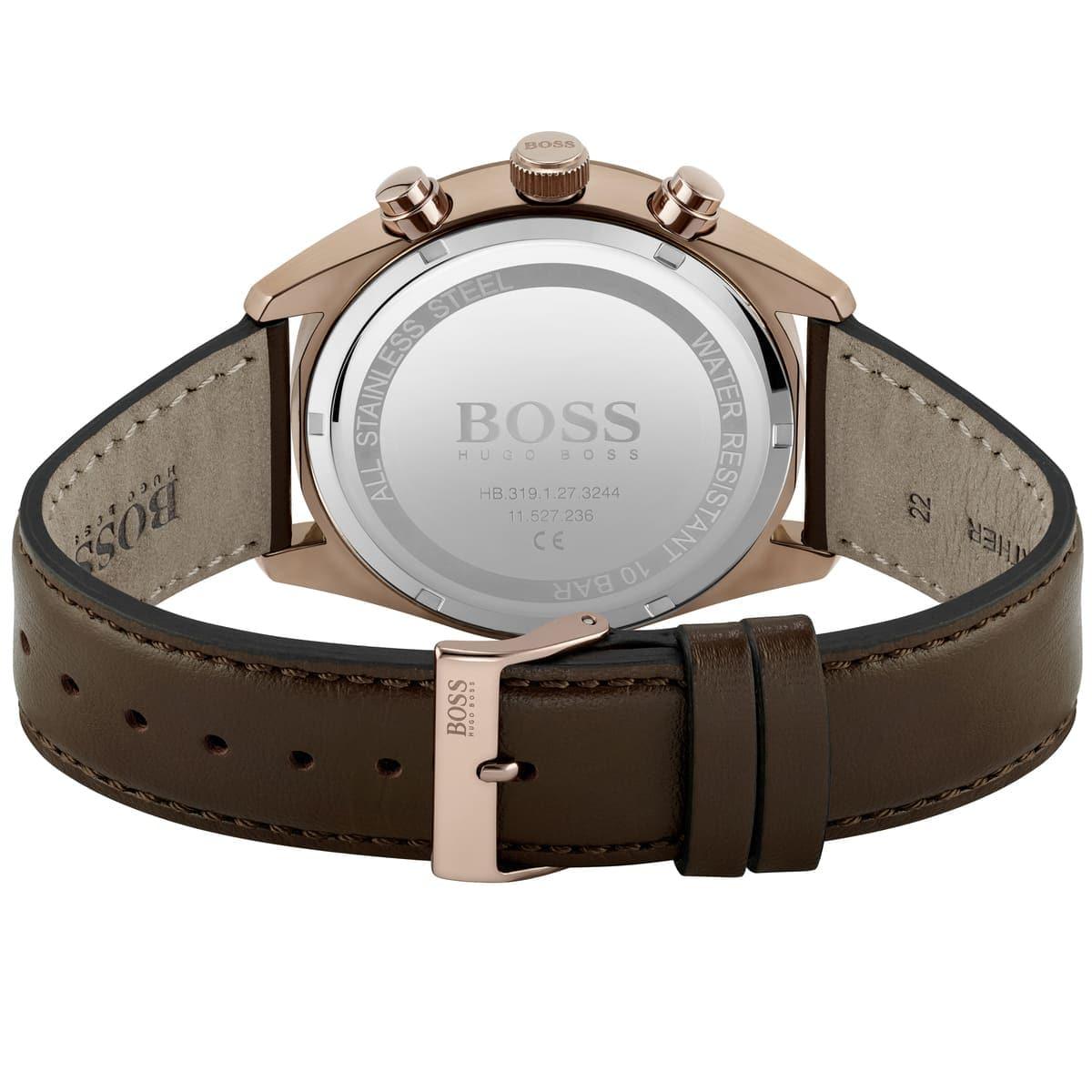  Shop Authentic Hugo Boss Champion Blue Dial Brown Leather Strap Watch for Men - 1513817 - Luxxuri