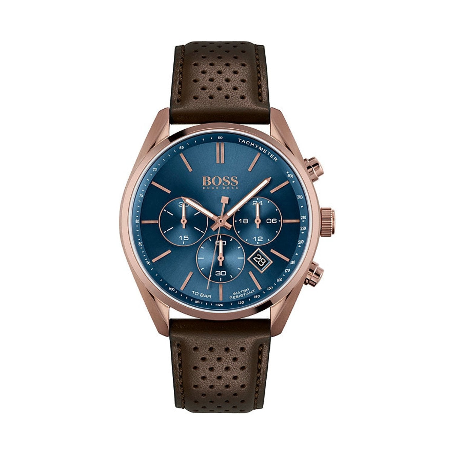  Shop Authentic Hugo Boss Champion Blue Dial Brown Leather Strap Watch for Men - 1513817 - Luxxuri