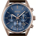 Shop Authentic Hugo Boss Champion Blue Dial Brown Leather Strap Watch for Men - 1513817 - Luxxuri