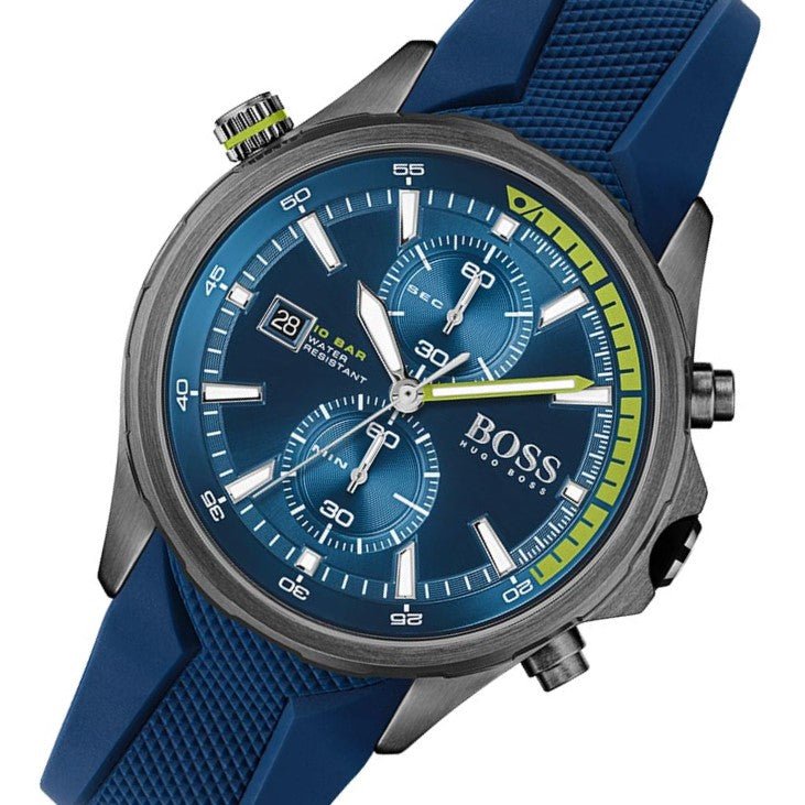  Shop Authentic Hugo Boss Globetrotter Blue Dial Blue Silicone Strap Watch for Men - 1513821 - Luxxuri