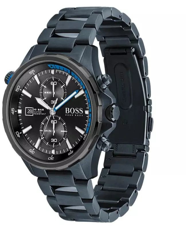 Shop Authentic Hugo Boss Globetrotter Black Dial Black Steel Strap Watch for Men - 1513824 - Luxxuri
