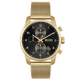  Shop Authentic Hugo Boss Skymaster Black Dial Gold Mesh Bracelet Watch for Men - 1513838 - Luxxuri