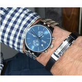  Shop Authentic Hugo Boss Associate Blue Dial Silver Steel Strap Watch for Men - 1513839 - Luxxuri