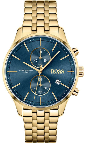  Shop Authentic Hugo Boss Associate Blue Dial Gold Steel Strap Watch for Men - 1513841 - Luxxuri