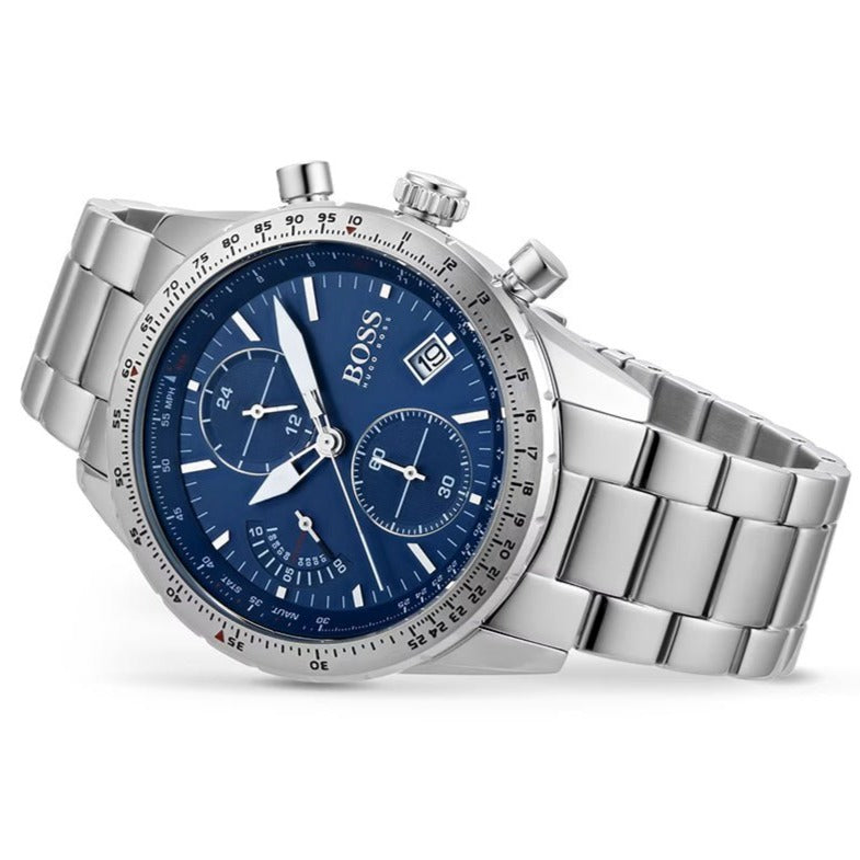  Shop Authentic Hugo Boss Pilot Blue Dial Silver Steel Strap Watch for Men - 1513850 - Luxxuri