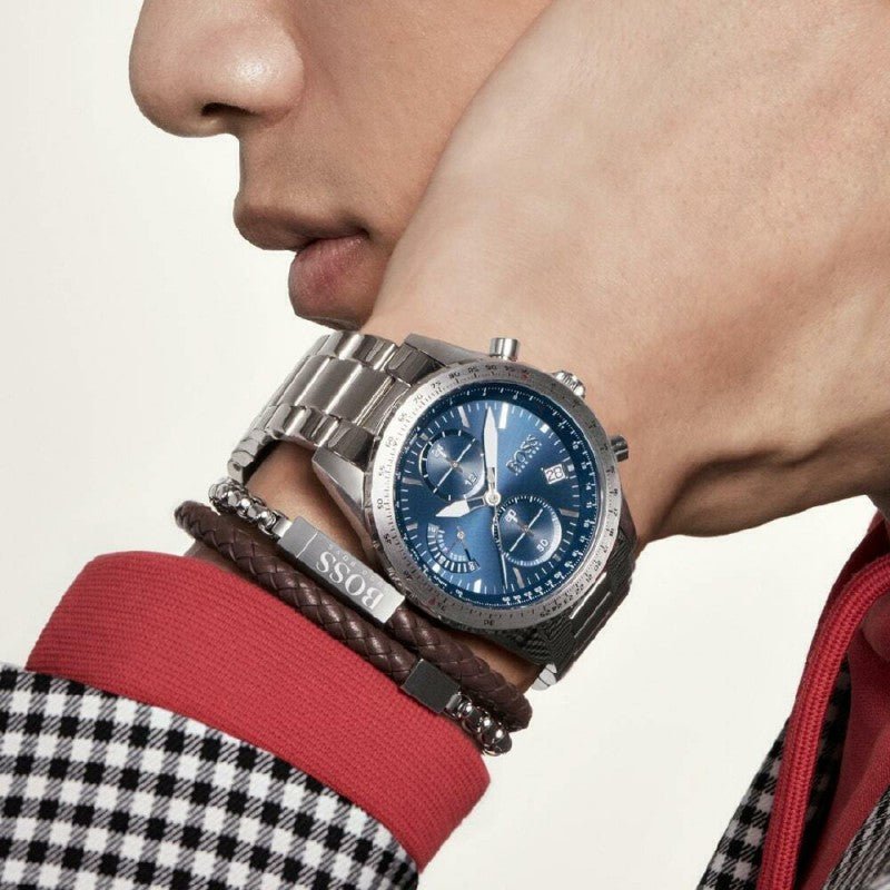  Shop Authentic Hugo Boss Pilot Blue Dial Silver Steel Strap Watch for Men - 1513850 - Luxxuri