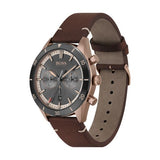 Shop Authentic Hugo Boss Santiago Grey Dial Brown Leather Strap Watch for Men - 1513861 - Luxxuri