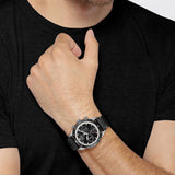  Shop Authentic Hugo Boss Chronograph Black Dial Black Leather Strap Watch for Men - 1513864 - Luxxuri