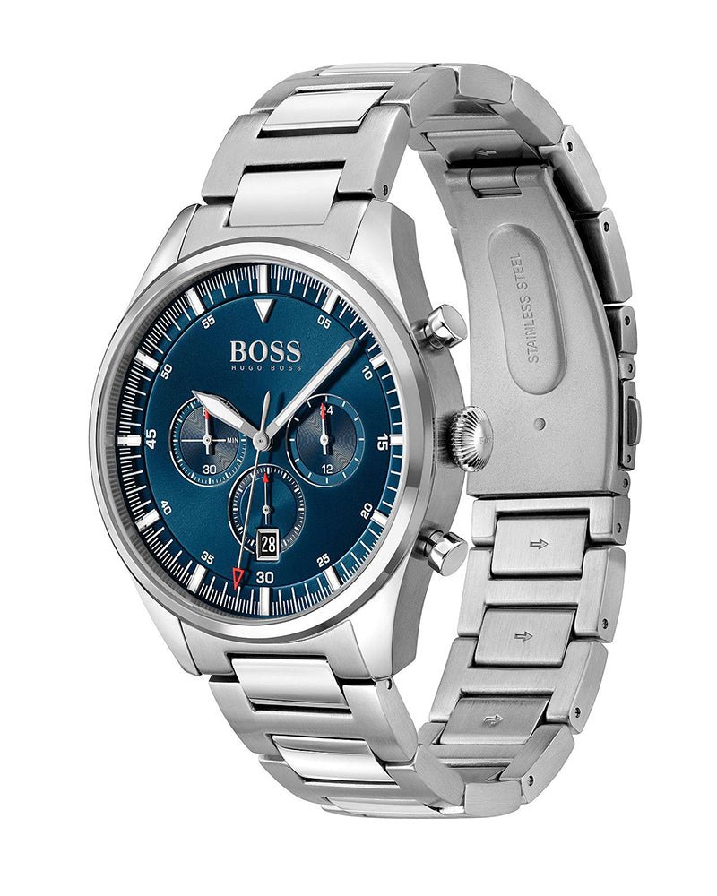  Shop Authentic Hugo Boss Pioneer Blue Dial Silver Steel Strap Watch for Men - 1513867 - Luxxuri