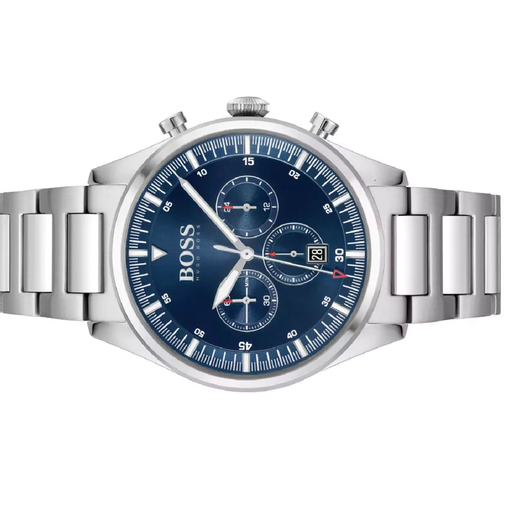  Shop Authentic Hugo Boss Pioneer Blue Dial Silver Steel Strap Watch for Men - 1513867 - Luxxuri