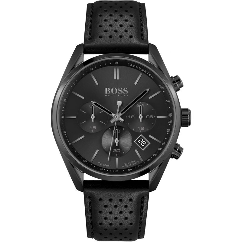  Shop Authentic Hugo Boss Champion Black Dial Black Leather Strap Watch for Men - 1513880 - Luxxuri