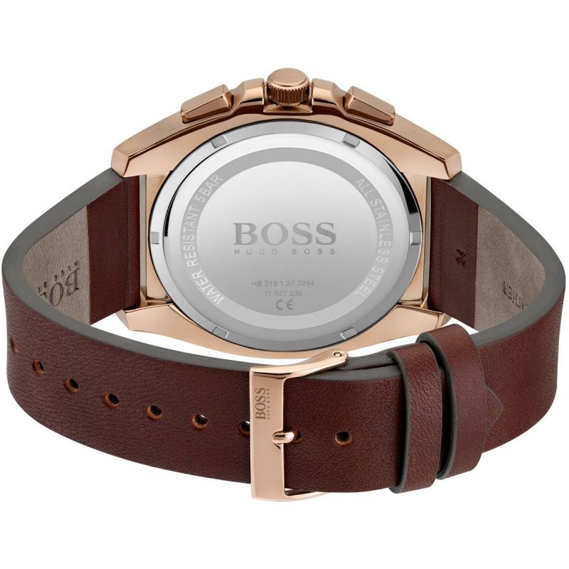  Shop Authentic Hugo Boss Grandmaster Grey Dial Brown Leather Strap Watch for Men - 1513882 - Luxxuri