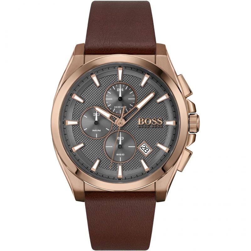  Shop Authentic Hugo Boss Grandmaster Grey Dial Brown Leather Strap Watch for Men - 1513882 - Luxxuri
