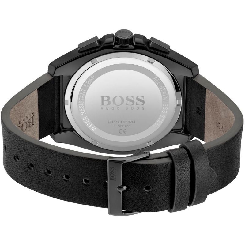 Shop Authentic Hugo Boss Grandmaster Blue Dial Black Leather Strap Watch for Men - 1513883 - Luxxuri