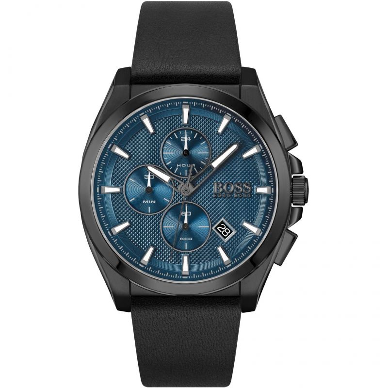  Shop Authentic Hugo Boss Grandmaster Blue Dial Black Leather Strap Watch for Men - 1513883 - Luxxuri